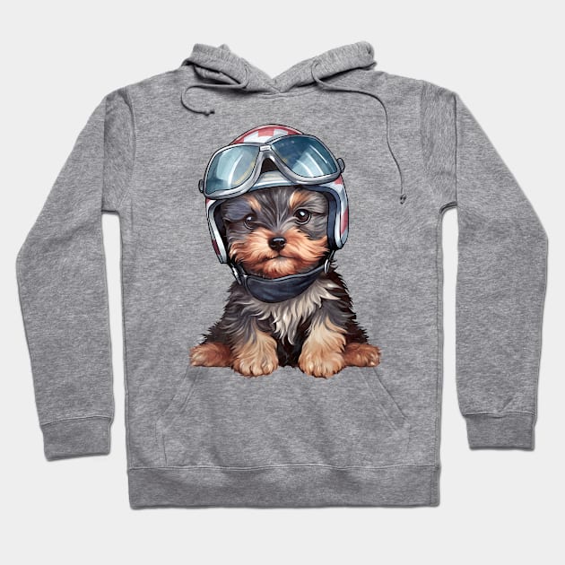 Yorkshire Terrier Dog in Helmet Hoodie by Chromatic Fusion Studio